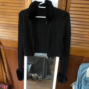 Black Faux Fur Trimmed Jacket